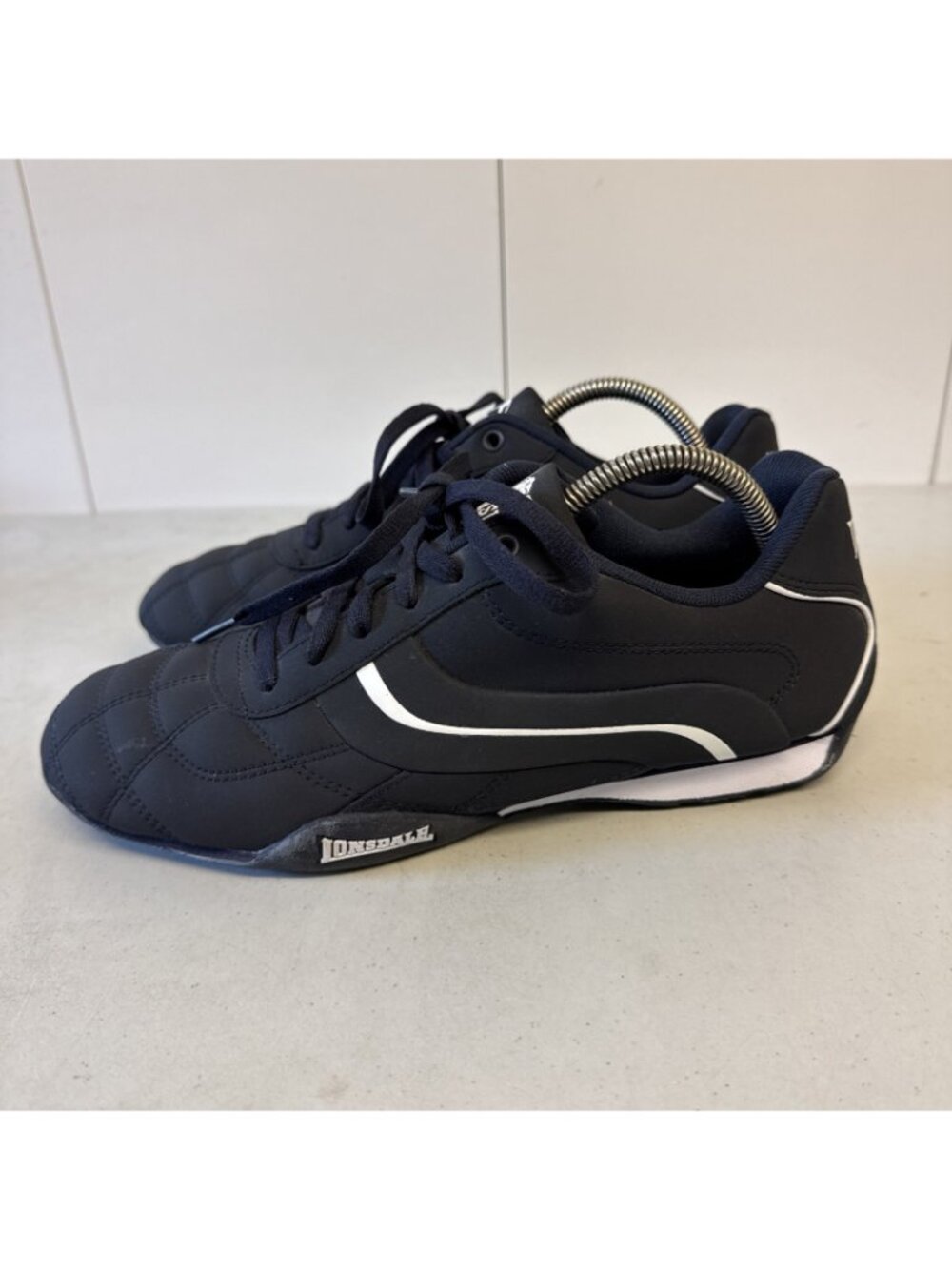 Men s Lonsdale Camden Navy/White Leather Lace Up Trainers Size US 9 EU 43 - Picture 3 of 7